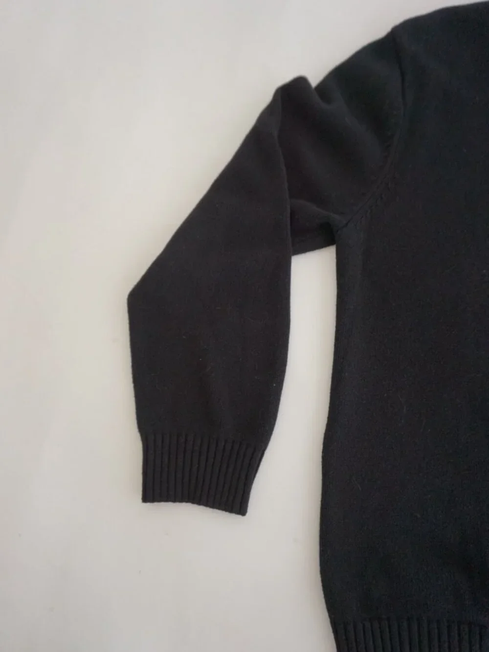Vintage Denver Hayes Black Full Zip Knit Sweater Ribbed Collar Minimal Classic L - Picture 7 of 10